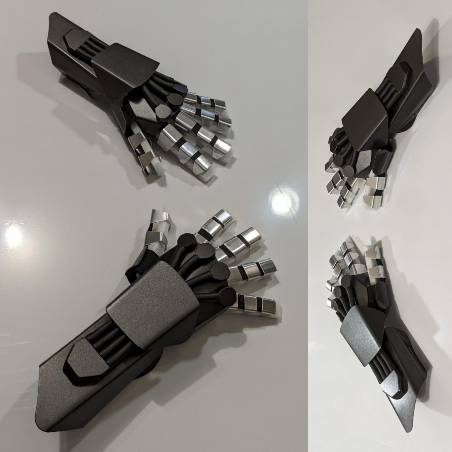 armored silver futuristic metal costume glove