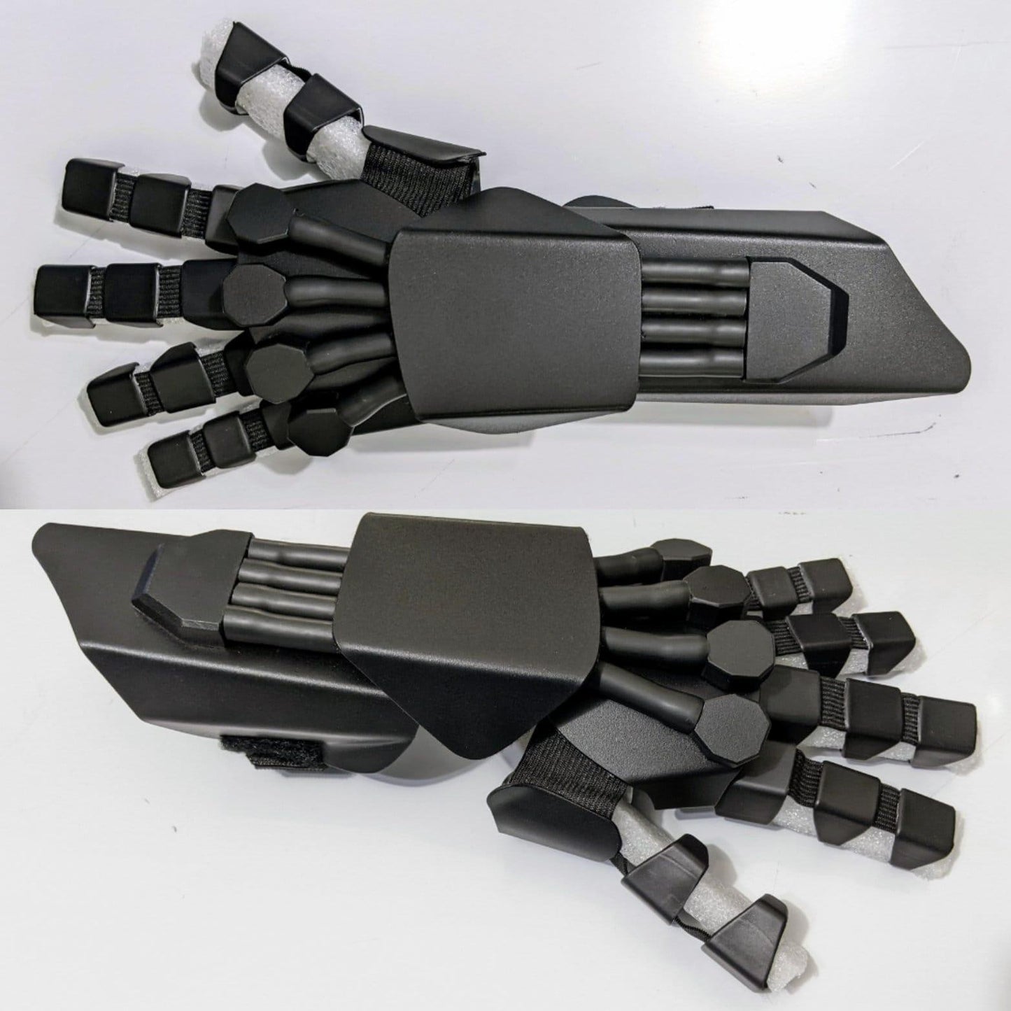 armored black futuristic metal costume glove