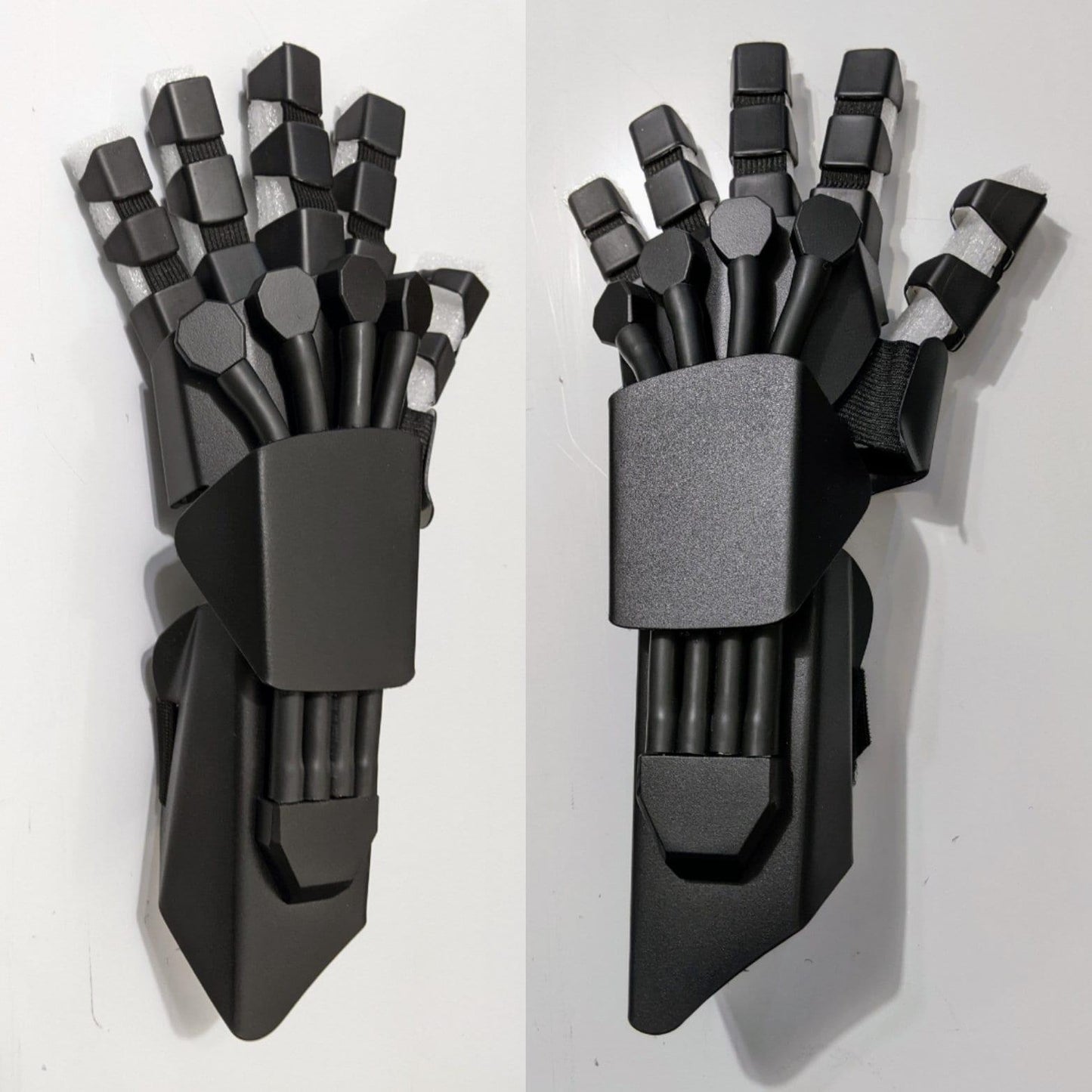 armored black futuristic metal costume glove