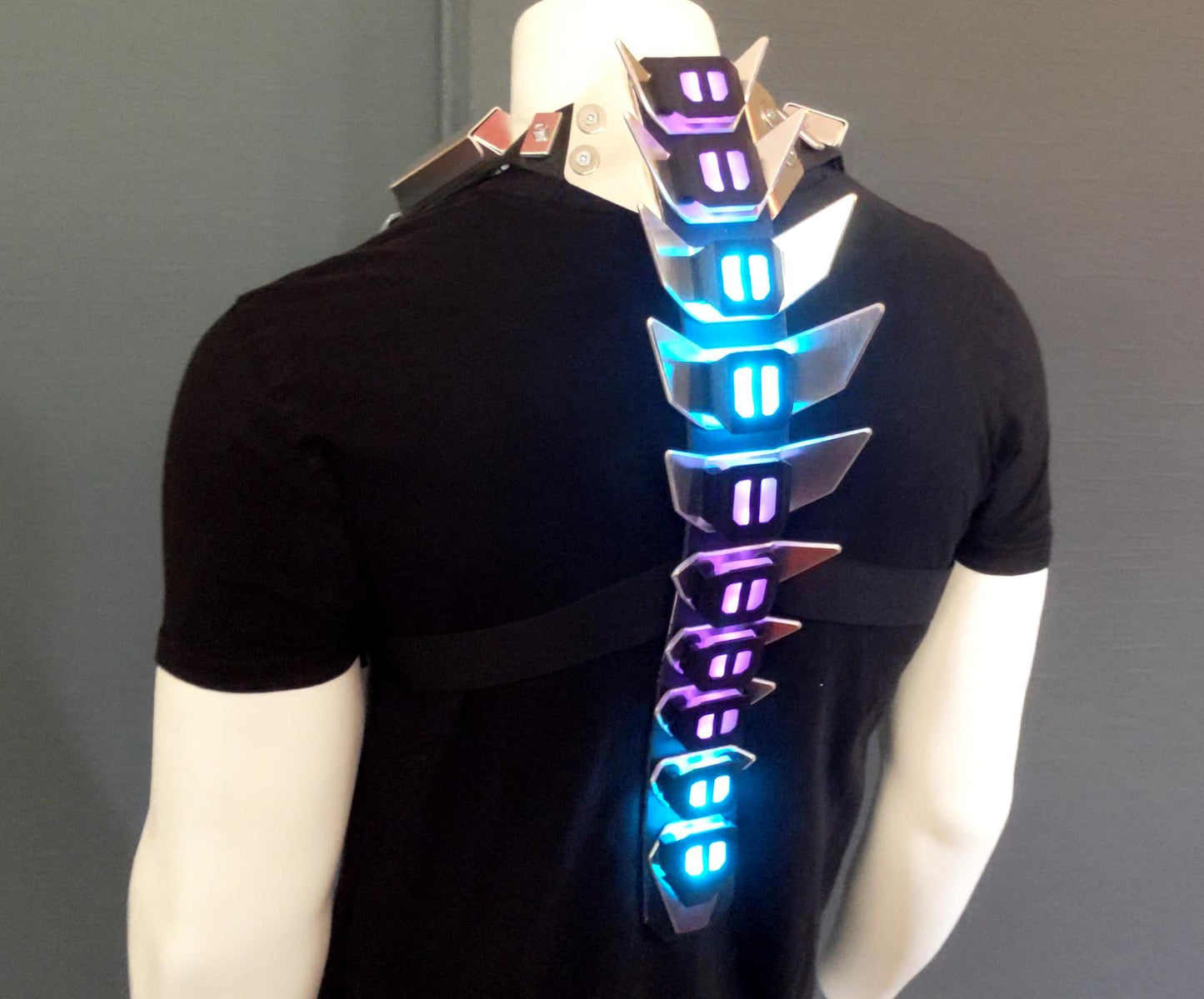 cyberpunk biomechanical armor spine