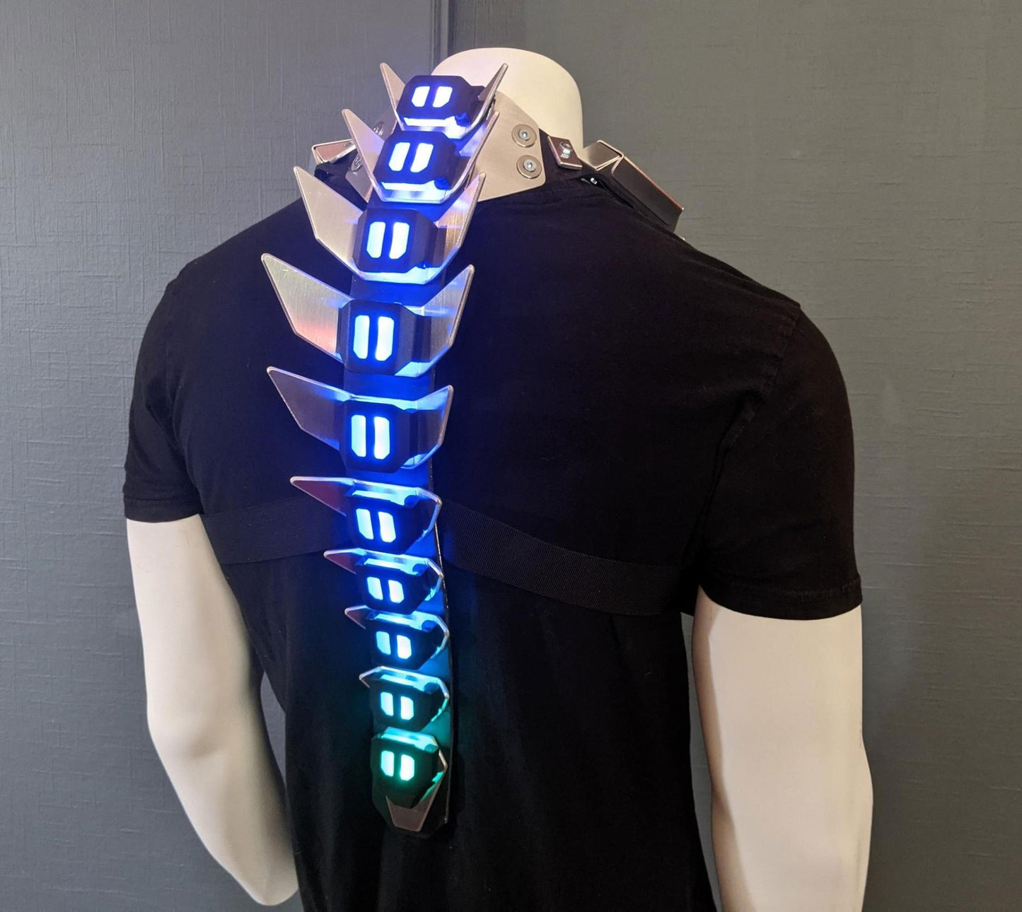 cyberpunk biomechanical armor spine