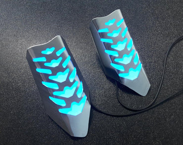 glowing metal wrist guard bracer