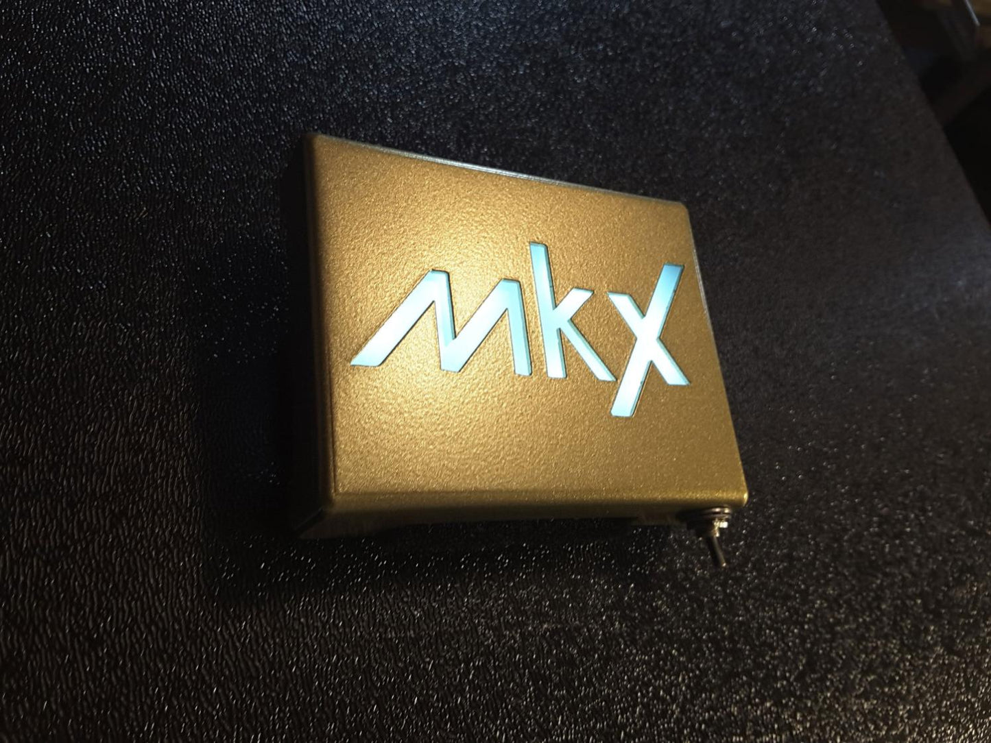 Glowing led metal belt buckle with glowing text