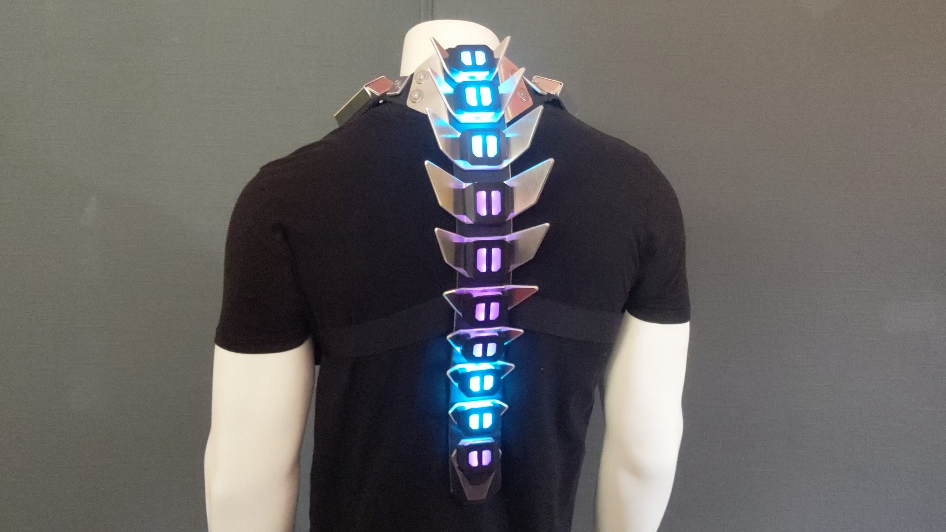 cyberpunk biomechanical armor spine video