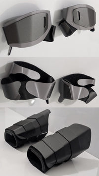 metal protective gauntlets in grey and black