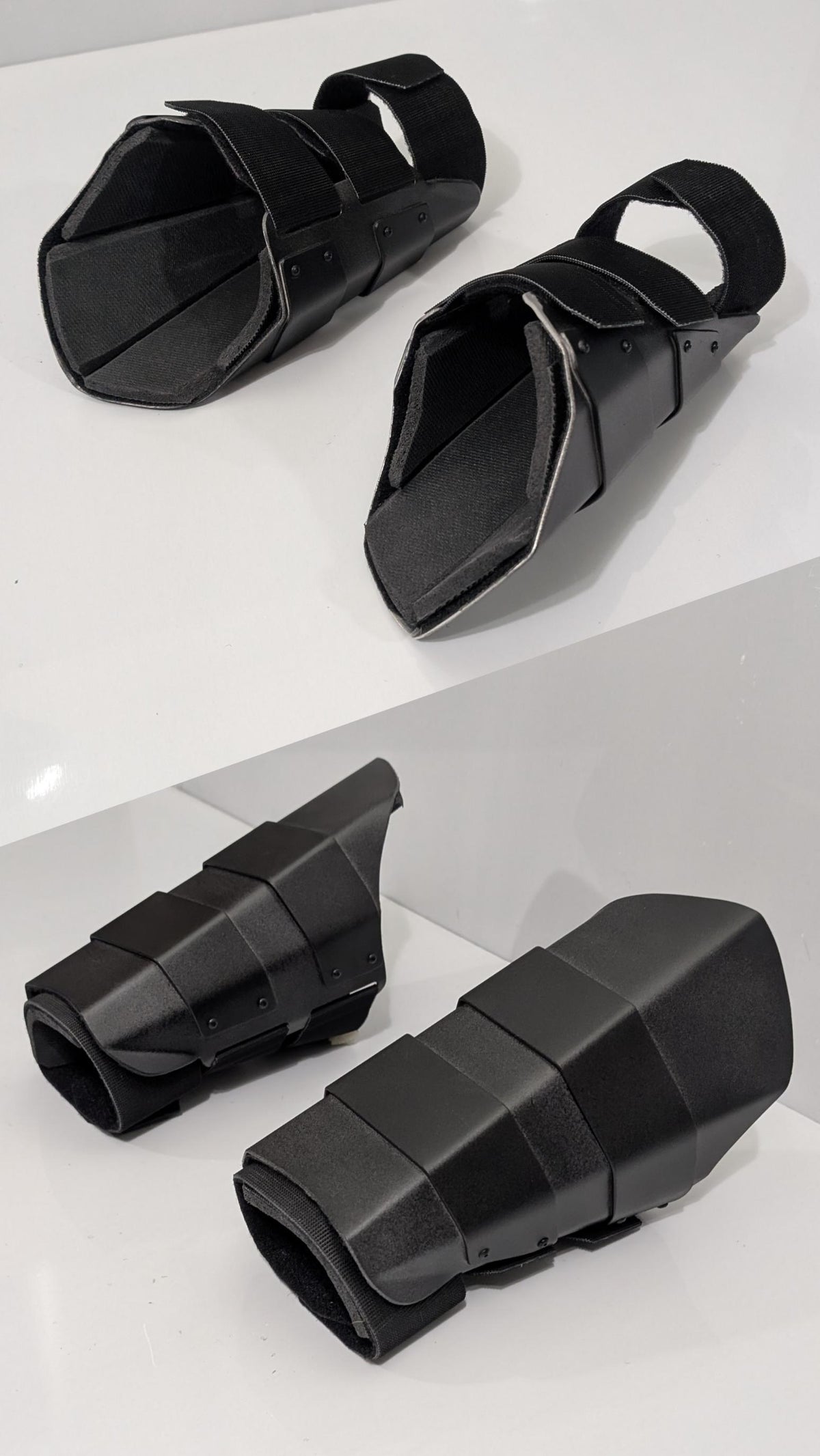 metal protective bracers part of a metal deadpool gauntlet