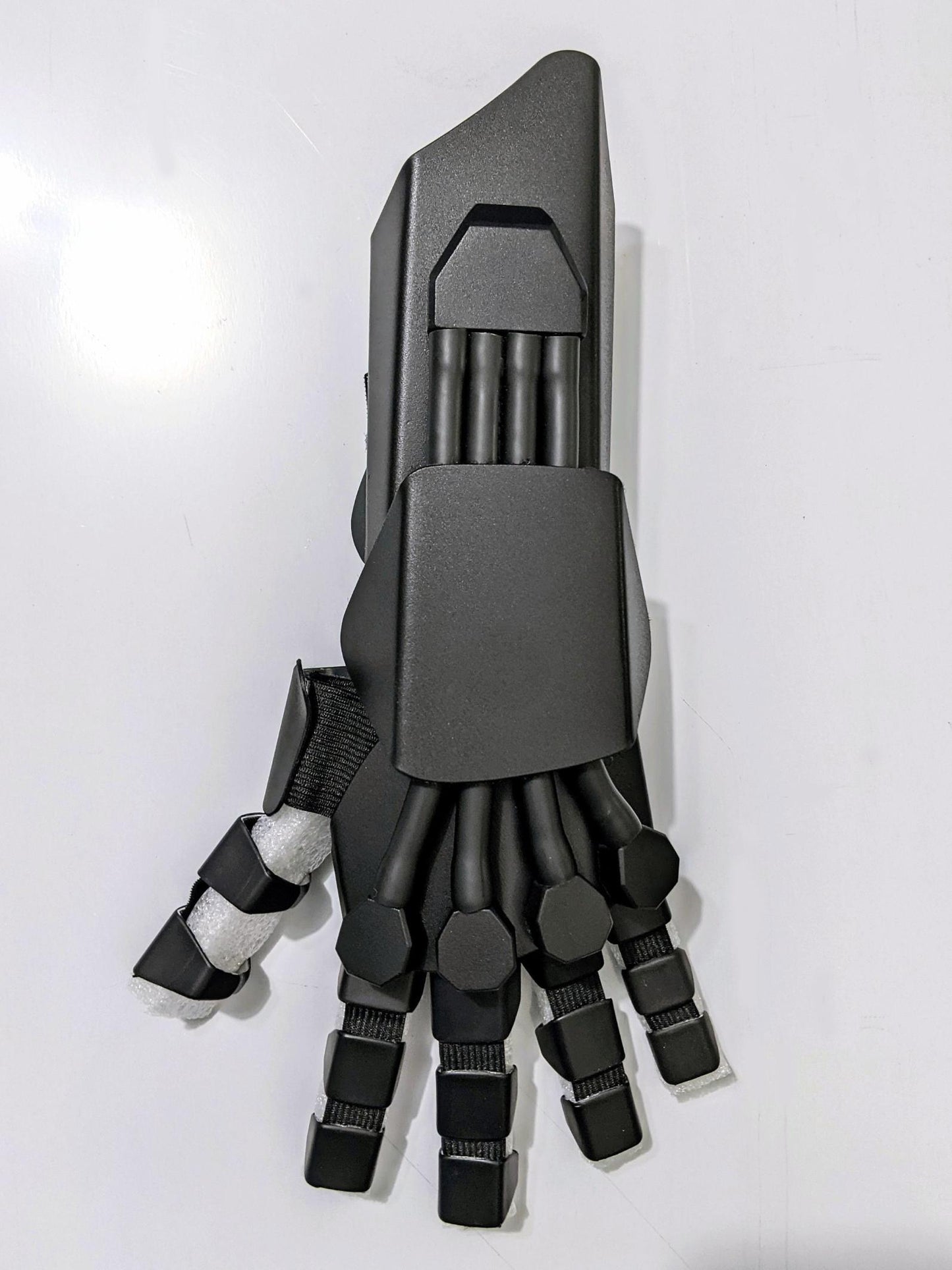 armored black futuristic metal costume glove