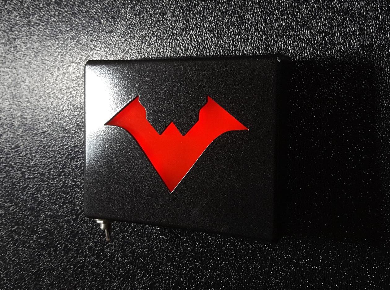 glowing led belt buckle with red nightwing symbol