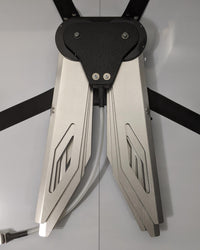 Costume black and silver metal mechanical wings that open and close with a pull cord