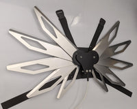 Costume black and silver metal mechanical wings that open and close with a pull cord