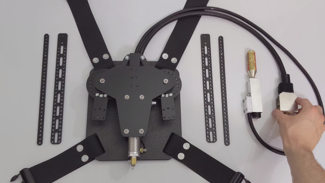 Video of DIY CO2 powered animatronic costume wings framework. Adjust the range of motion and attach your own materials 