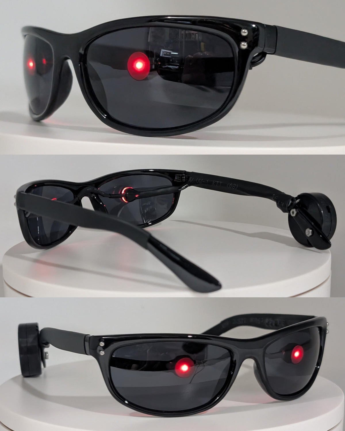terminator sunglasses with glowing red eyes