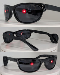 terminator sunglasses with glowing red eyes