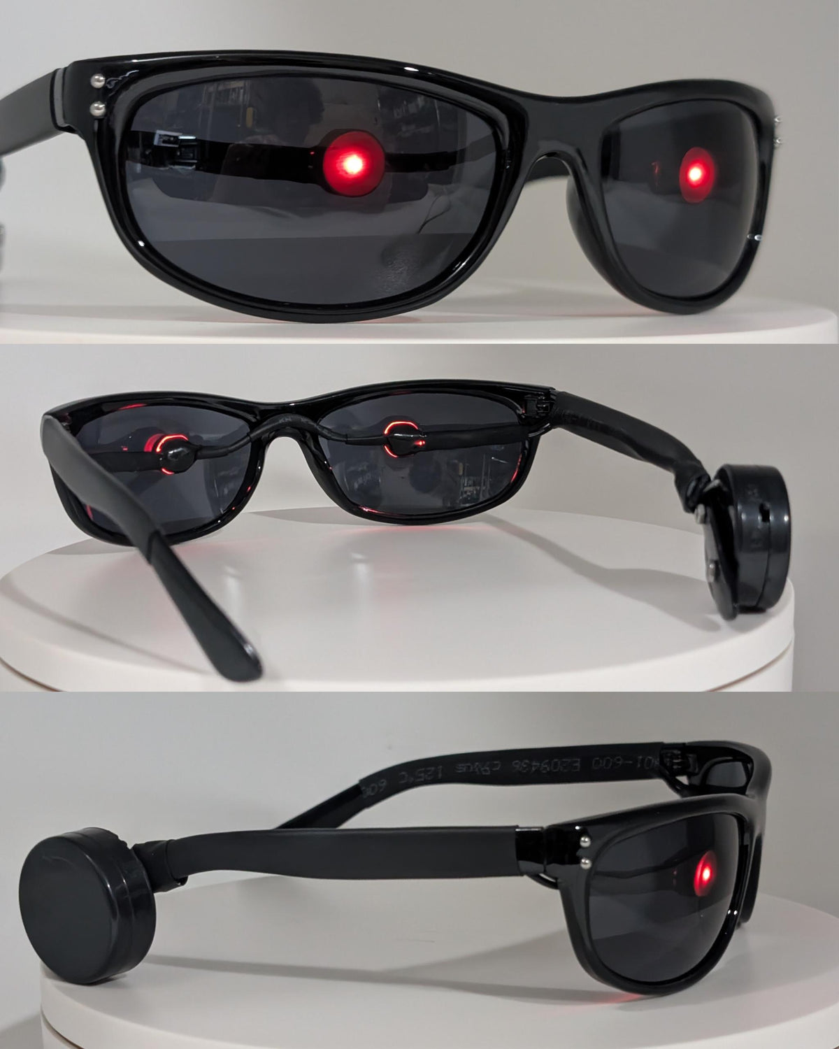 terminator sunglasses with glowing red eyes