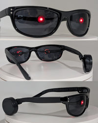 terminator sunglasses with glowing red eyes
