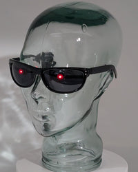 terminator sunglasses with glowing red eyes