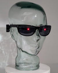 terminator sunglasses with glowing red eyes