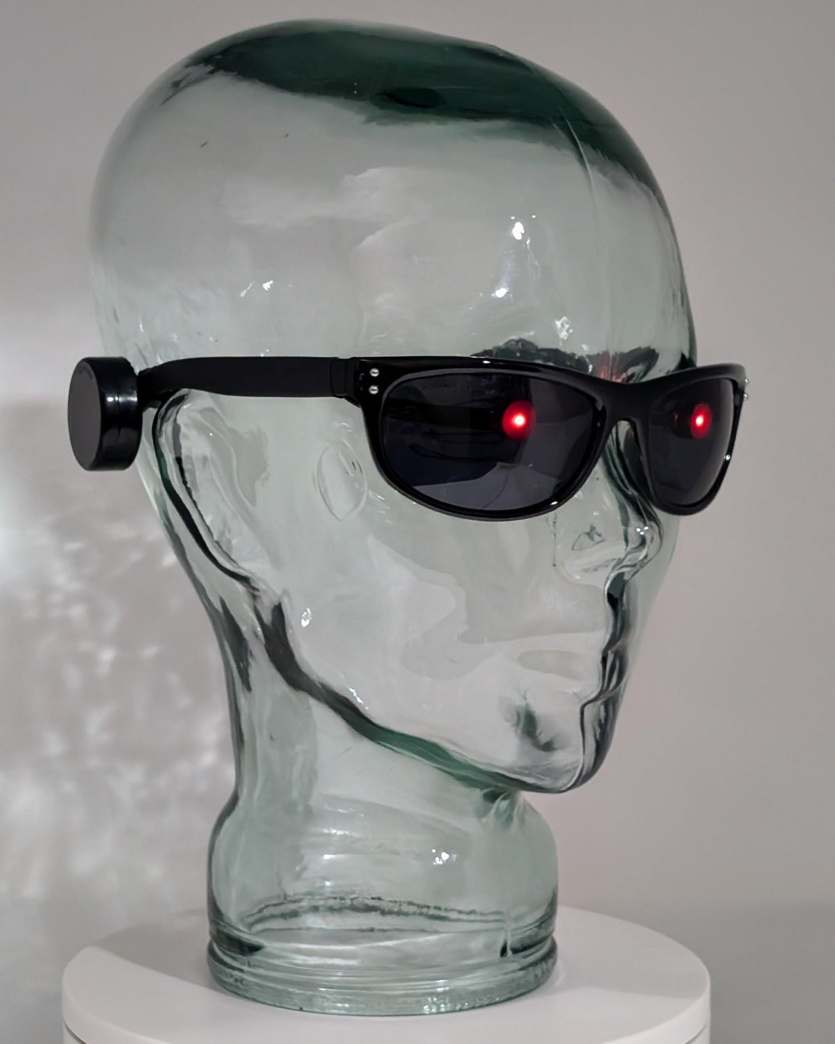 terminator sunglasses with glowing red eyes