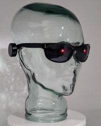 terminator sunglasses with glowing red eyes