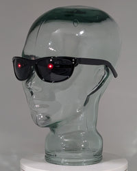 terminator sunglasses with glowing red eyes